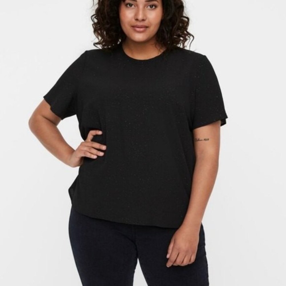 Vero Moda Sparkle Top Size 14 Shimmer Black Top Glitter Curve Minimalist